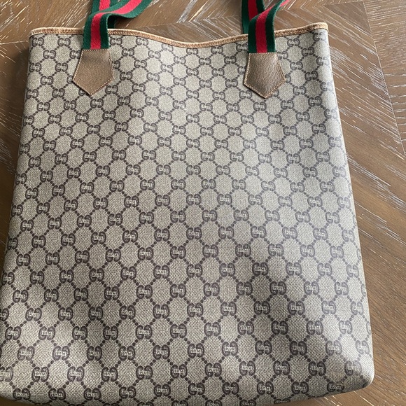 SOLD GUCCI Old Gucci Vintage GG Sherry Line Tote Bag PVC Leather Brown - Picture 11 of 16